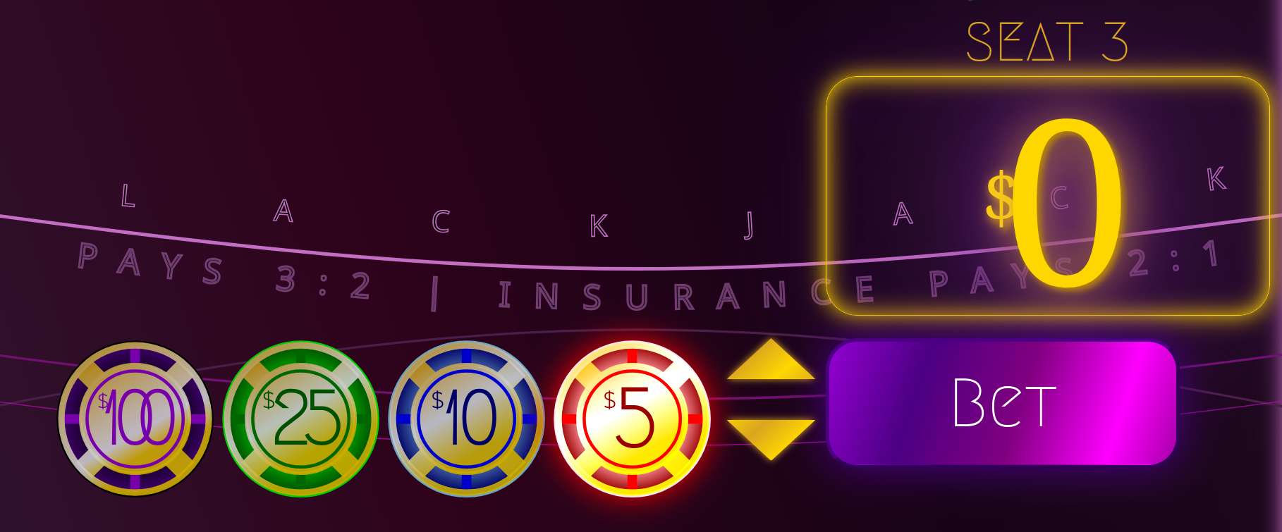 craps table point being set to six.