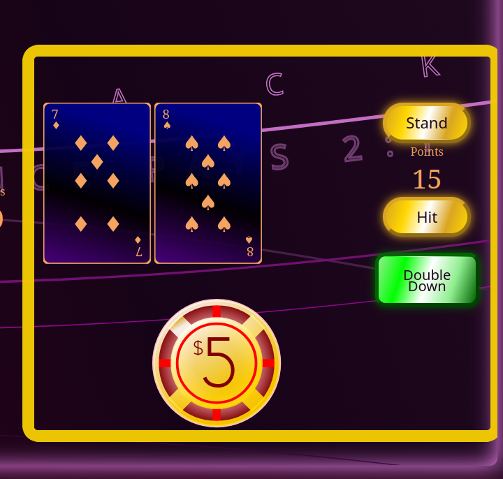 craps table point being set to six.
