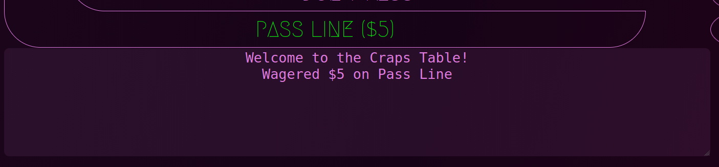 craps table point being set to six.